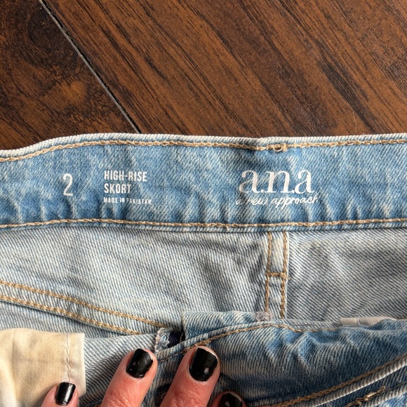 a.n.a Light Wash Denim Asymmetrical Skort - Picture 2 of 4